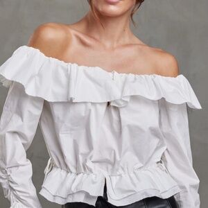 SUNDAYS WHITE OFF-SHOULDER BLOUSE
